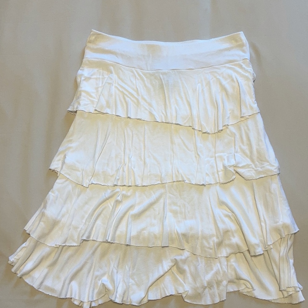 INC White Tiered Ruffle Skirt - Picture 2 of 2